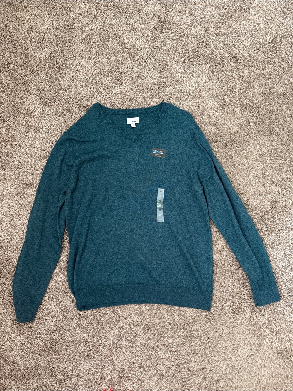 NWT Sonoma Men’s Teal V‑Neck Sweater